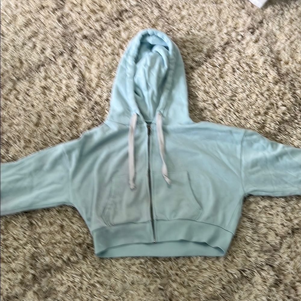 Light Blue Cropped Hoodie